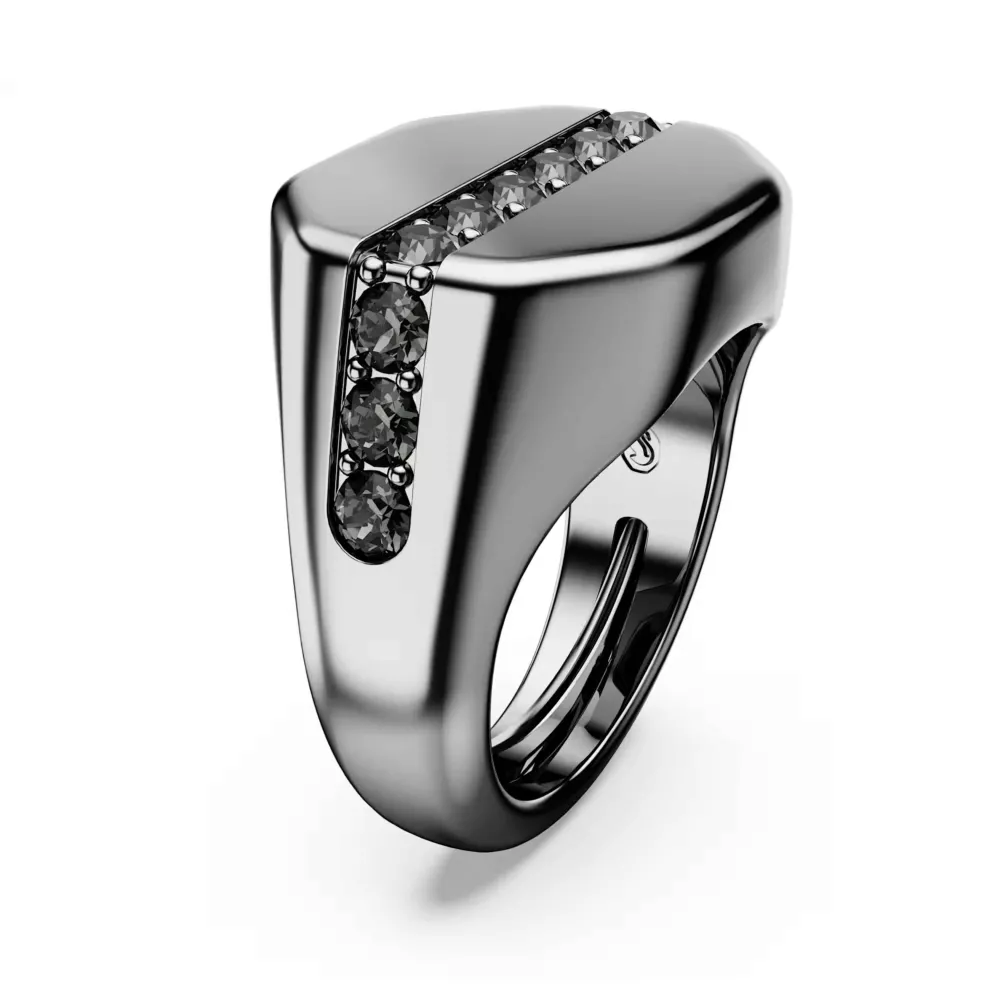 DEXTERA OCTAGONAL BLACK RUTHENIUM RING