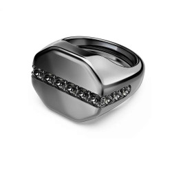 DEXTERA OCTAGONAL BLACK RUTHENIUM RING