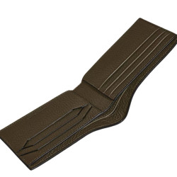 6 CARD SLOTS WALLET, KAKI GRAIN