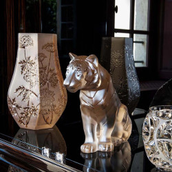 SITTING TIGER CRYSTAL SCULPTURE, GOLD 105500