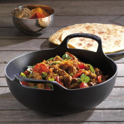 24 CM CAST IRON BALTI WOK CASSEROLE