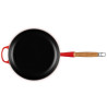 28 CM CAST IRON FRYING PAN, WOODEN HANDLE