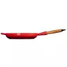 28 CM CAST IRON FRYING PAN, WOODEN HANDLE