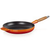 28 CM CAST IRON FRYING PAN, WOODEN HANDLE
