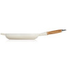 28 CM CAST IRON FRYING PAN, WOODEN HANDLE