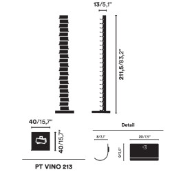 PORTA BOTTIGLIE PTOLOMEO VINO, NERO 213 CM PTVINO213BB
