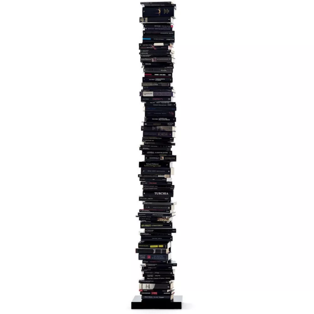 LIBRERIA 15 MENSOLE PTOLOMEO, NERO 215 CM PTBB215