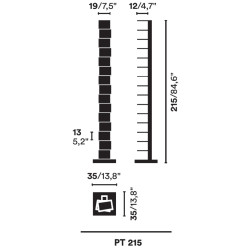 STANDING BOOKSHELF 15 SHELVES, BLACK 215 CM PTBB215