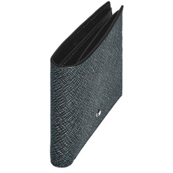 LEATHER 6 CC SARTORIAL WALLET, TWEED BLUE 220384