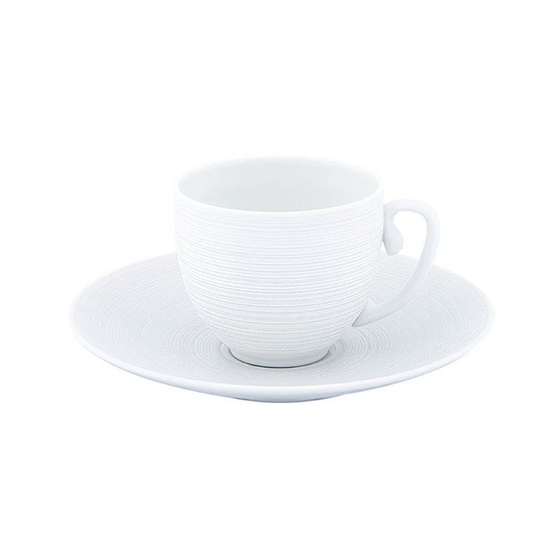 LARGE COFFEE CUP WITH SAUCER, WHITE HEMISPHERE