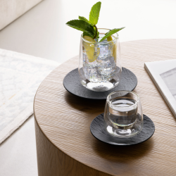 MANUFACTUR ROCK BLACK COFFEE CUP PLATE 10-4239-1430