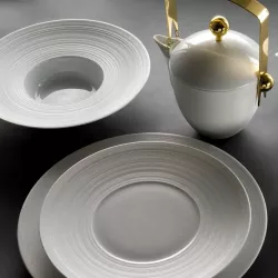 TAZZA COLAZIONE CON PIATTO, HEMISPHERE BIANCO