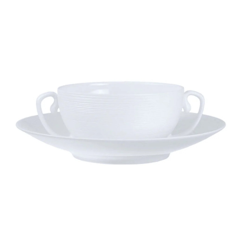 TAZZA BRODO CON PIATTO, HEMISPHERE BIANCO