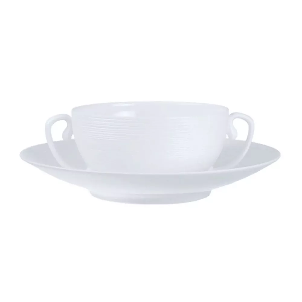 TAZZA BRODO CON PIATTO, HEMISPHERE BIANCO