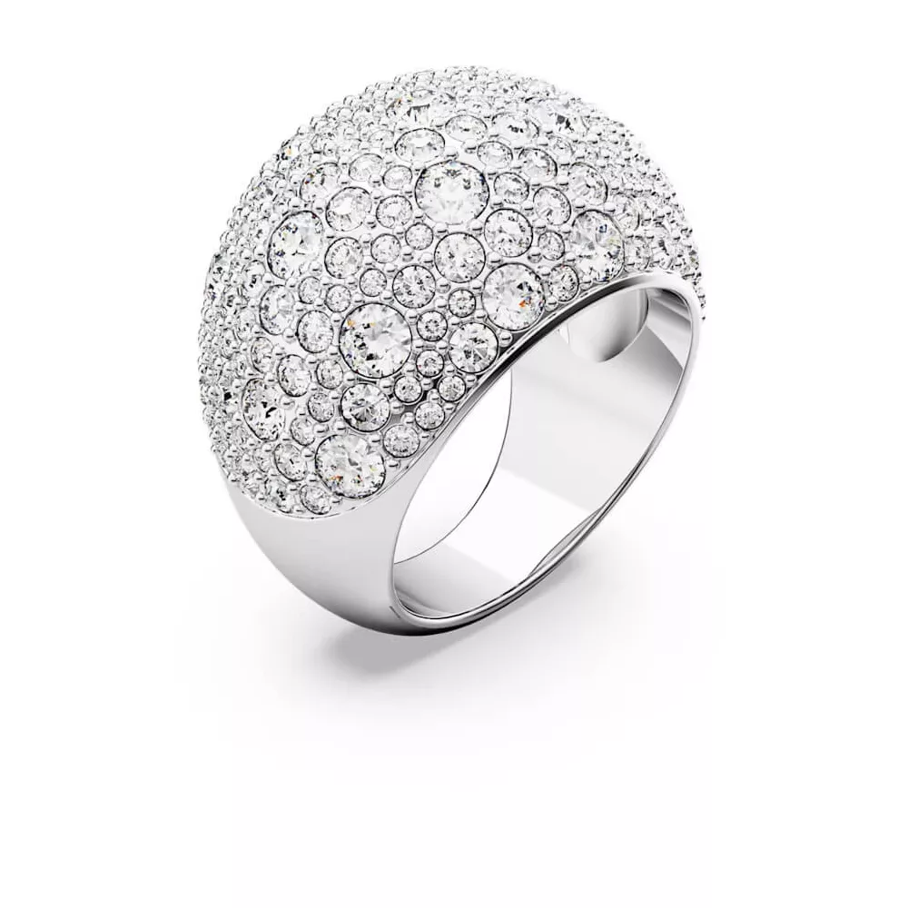 LUNA COCKTAIL RING, MOON, WHITE, RHODIUM PLATED