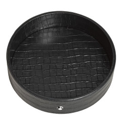 ROUND DESK TRAY, BLACK CROCODILE 135983