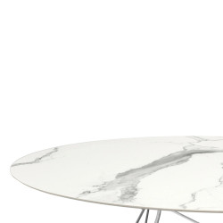 GLOSSY OVAL TABLE 4572/MB WHITE MARBLE