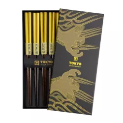 SET OF 5 CHOPSTICKS GOLD,...