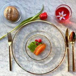 SET DI 2 SOTTOPIATTI IN VETRO E ORO 32 CM, ESSENZE