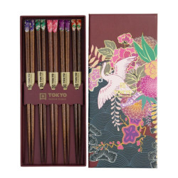 SET OF 5 CHOPSTICKS JAPAN FLOWER, TK17865