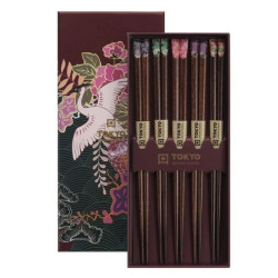 SET OF 5 CHOPSTICKS JAPAN FLOWER, TK17865